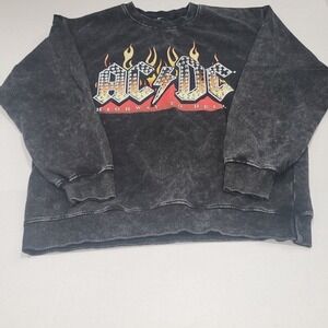 ACDC Sweatshirt M Black Highway To Hell Retro Rock Grunge Goth Band Y2K Festival